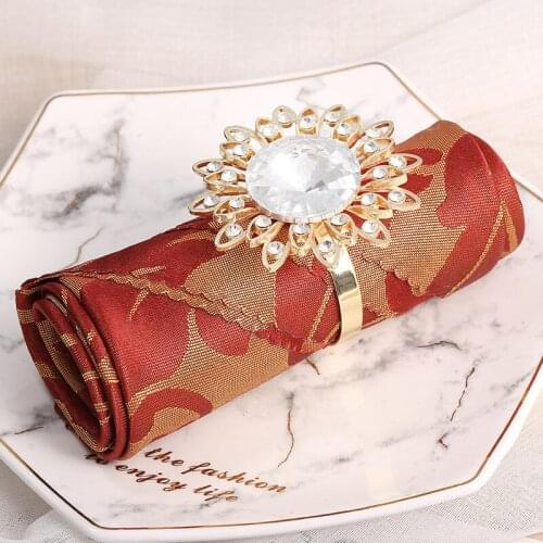 12/PCS creative metal sunflower napkin buckle western napkin ring high-end hotel model room table napkin ring
