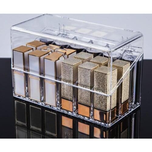 18 Slot Acrylic Lipstick Organizer - Cosmetic Lip Gloss Display Case - Clear