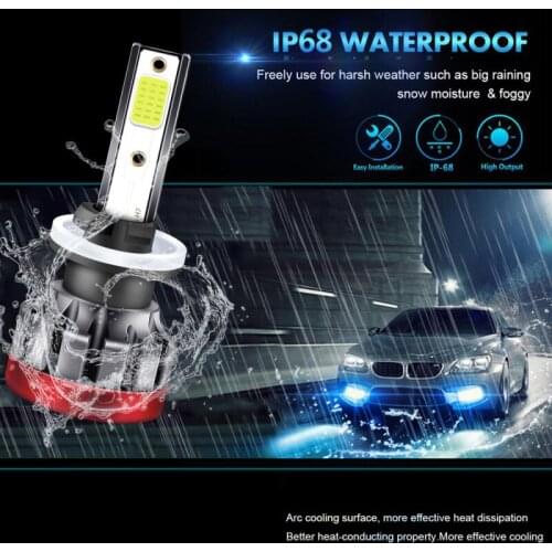 2 Pcs Mini H8 H11 LED Car Headlight 3000LM 8000K Lamp H11 9005 9006 HB4 880 881 P13W DOB LED Bulb Fog Lights Bulbs Dropshipping
