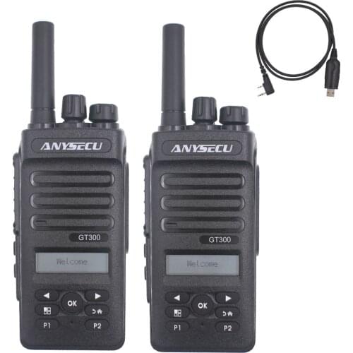2PCS ANYSECU 4G Network Radio GT300 with GPS Work with Real-ptt LTE WCDMA GSM Walkie Talkie GT-300 + USB Cacble