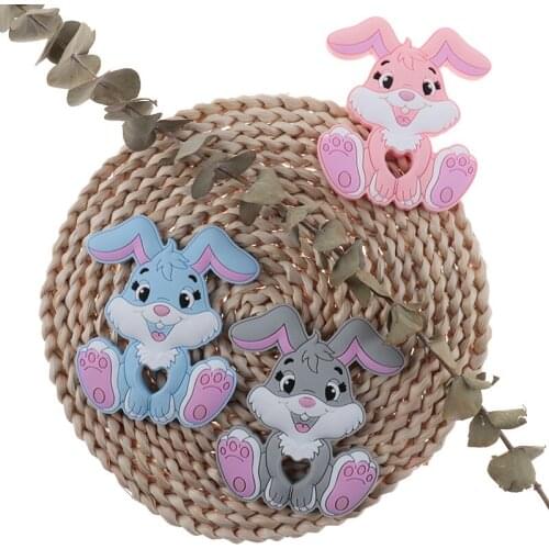 20pcs Rabbits Silicone Teether Baby Teething Baby Toys Pendant For Pacifier Babies Accessories Newborn Personalized BPA Free