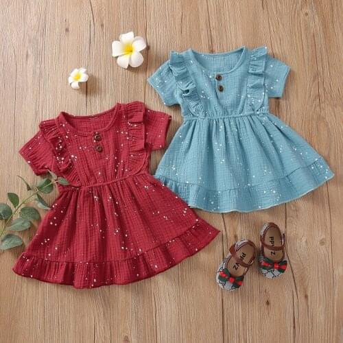 2021 Summer Kids Baby Girls Dress Dot Cotton One Pieces Summer Dresses Clothes 6M-3Y