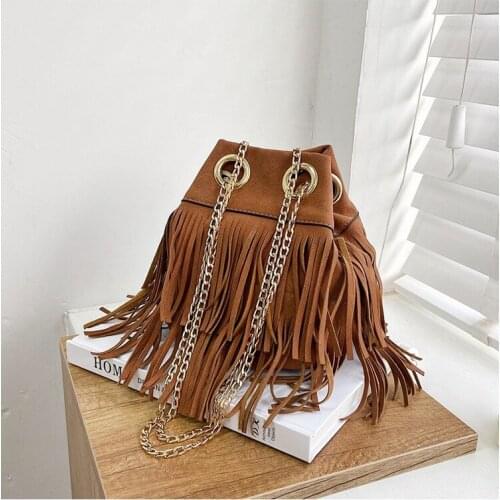 2022 New Crossbody Handbags High Quality Suede Bucket Bag Organizer Small Tassel Leather Womens Shoulder Messenger Bags Bolsos