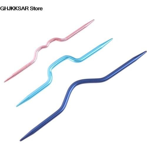 3Pcs Aluminum DIY Crooked Twist Curved needle Craft DIY ToolKnitting Needles Pins Crochet Hooks stitching Stitch Knit Tools