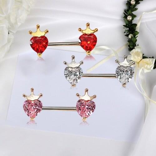 3Pcs Zirconia Crystal Heart Nipple Barbells Rings Tongue Rings Jewelry, Versatile Applications