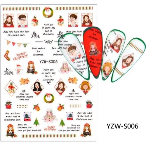 3D Christmas Sticker for Nails Christmas tree Bell Snowflake Sliders Design Decals Manicure Nail Art Decor