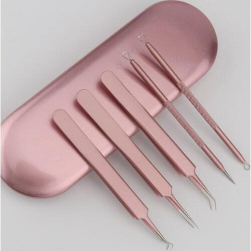5Pcs Blackhead Remover Pimple Tool Kit Blackhead Extractor Tool Blemish Whitehead Popping Tool with Portable Metal Case
