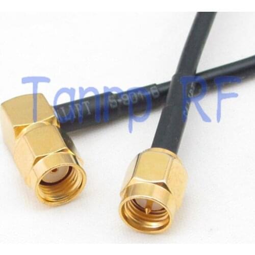 8in SMA male to RP-SMA male plug right angle RF connector adapter 20CM Pigtail coaxial jumper cable RG174 extension cord