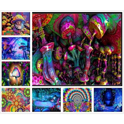 Mushroom Diamond Painting Cactus Picture Mandala Flower Diamond Embroidery Magic Lake Cross Stitch Kit 5D Mosaic Home Decoration