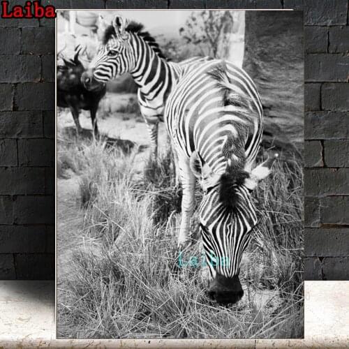 Diamond Painting Animal zebra Full Square round Diamond Mosaic 5D rhinestone DIY Diamond Embroidery Rhinestone Decoration puzzle