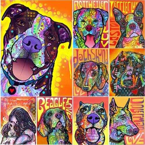 New 5D DIY Diamond Painting Full Square Round Drill Abstract Dog Diamond Embroidery Animal Cross Stitch Home Decor Manual Gift