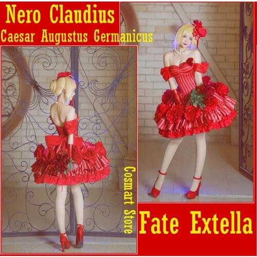 Anime Fate Extella Figure Nero Rosemarry Red Dress Gorgeous Ball Gown Party Kings Garment Cosplay costumes For Women Outfit