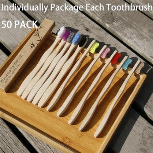 Supermarket Bamboo Toothbrush 50PCS Zero Waste Eco Friendly Products for Toothbrushes Vegan Health Dental Oral Dual Clean Care