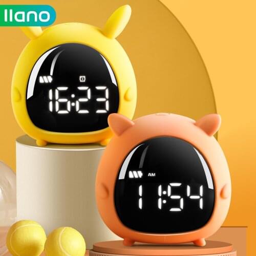 Kids alarm clock for Bedroom LED Digital Alarm Clocks with USB Cable Rechargeable Night light Cute for Children Smart Desk Clock
