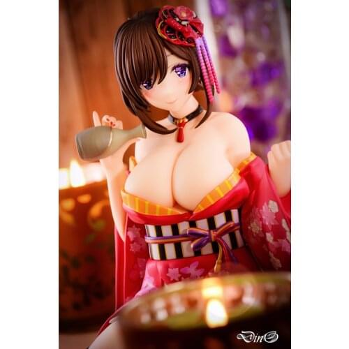 16cm 1/6 Scale Japanese Anime Native Sexy Girl Figure Pink Cat Mataro kimono PVC Action Figure Toy Adult Colletible Model Doll