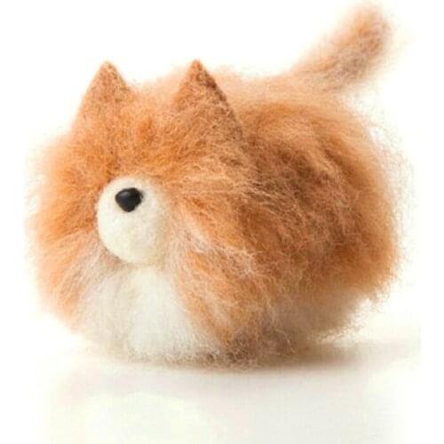 Needle Felting Kits Mini Dog for Beginners, Felting Mat, Felting Needles, Finger Guards, Instructions, DIY Felt Craft 4x8cm (I)