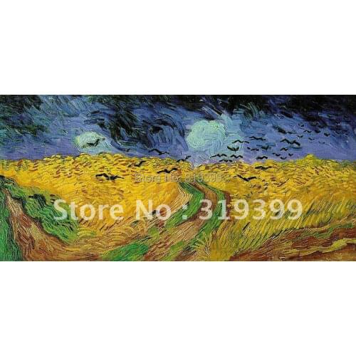 Vincent Van Gogh Oil Painting reproduction on linen canvas,Wheatfield with Crows,1890 ,100%handmade,DHL Shipping,museum quality