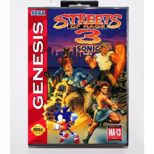 Streets Of Rage 3 Sonic Version NTSC-USA 16 bit MD Game Card With Retail Box Genesis