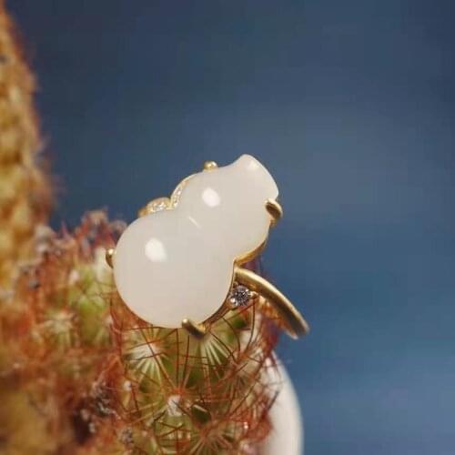 Natural hetian white jade ring with 925 sterling silver gold rings 925 ring gold ring wedding rings for couples