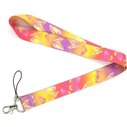 Beautiful Butterfly Mobile Phone Straps Keychain Lanyards For Women Cameras USB ID Badge Holder Webbing Ribbon Accessories Gifts