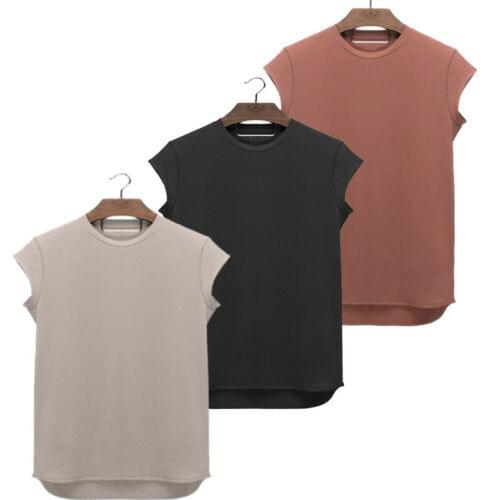 2019 Summer Mens Short Sleeve Causal T Shirt O Neck Muscle Vest Stretch Gym Sport Shirt Cotton Training Top