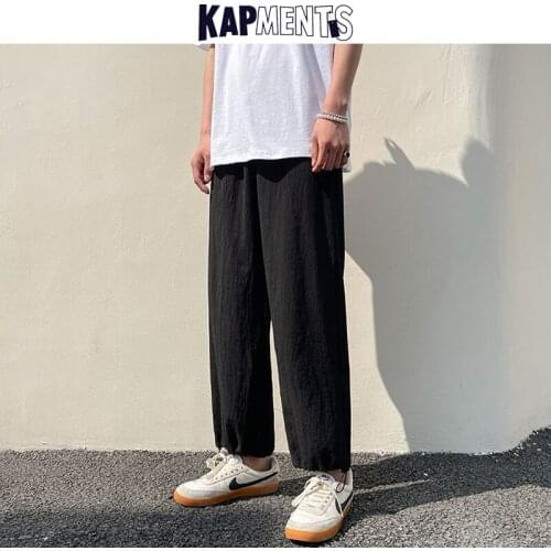 KAPMENTS Men Vintage Solid Baggy Harajuku Sweatpants 2021 Mens Straight Harem Harajuku Pants Male Korean Fashion Sweat Joggers