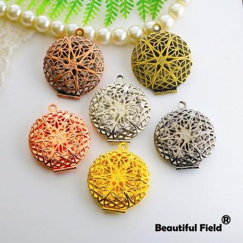 3pcs 27X32mm Photo Round Loclet Box Setting Silver Gold Brush Bronze Copper Color Plated Cameo Base Blank Tray Fragrance