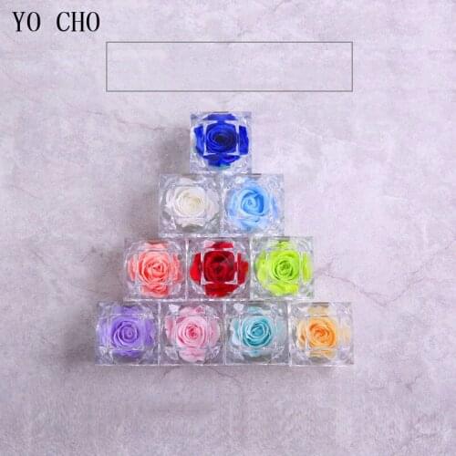 YO CHO Preserved Rose Flower Real Rose Immortal Fresh Flower Decor Crystal Ring Box Wedding Anniversary Valentines Birthday Gift