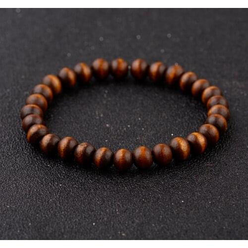 8mm New Natural Wood Beads Bracelets Men Ethinc Meditation Bracelet Women Prayer Jewelry Yoga Elasticity Bracelet Homme
