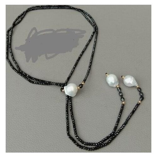 New Baroque White Keshi Pearl Red JADE green Long Necklace 25