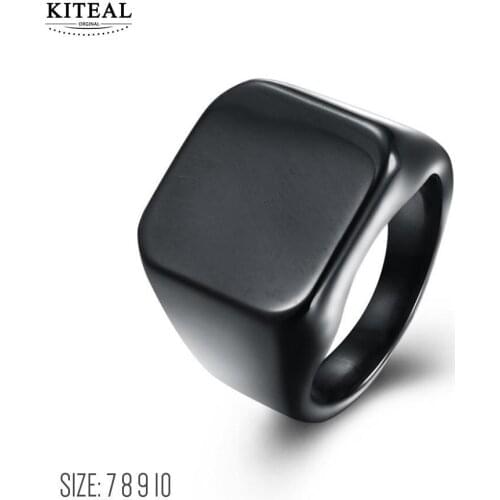 KITEAL exo Titanium Steel Black size 10 7 8 9 engagement ring for male Punk men jewelry bague Wholesale