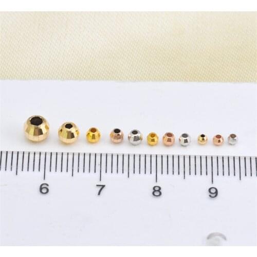 Genuine 18K Yellow Gold Smooth Spacers Crimp & End Beads AU750 DIY Homemade Necklace Pendant Bracelet Material Accessories