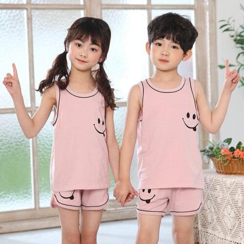 2PC/Sets Pajamas Baby Toddler Cotton Vest Short Pant Suits Kids Girls Thin Sleeveless Tops Children Girls Sleepwear Homeclothes