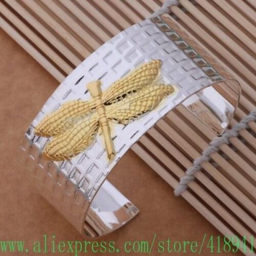 Silver Plated bangle bracelet, Silver Plated fashion jewelry Color separation dragonfly bracelet /ebzamtga bdbajuia AB153