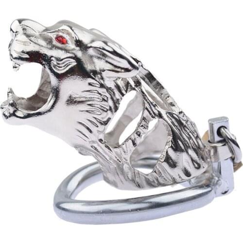 Stainless Steel Tiger Chastity Belt Cage Cock Ring Heavy Stretcher Dildo For Male Lock Scrotrum Harness Penis Time Delay Adult