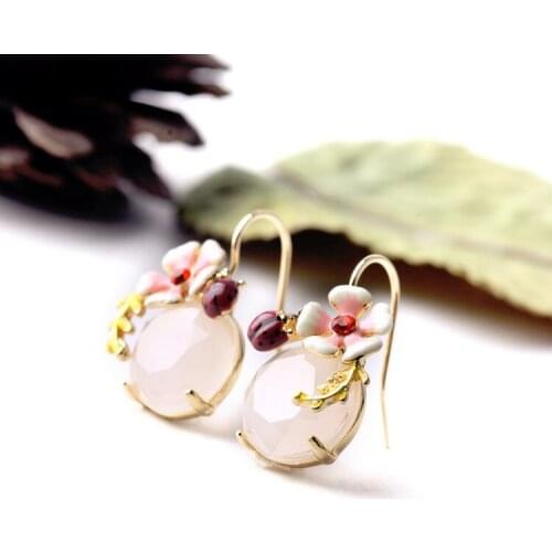 Plant flower ladybug shape Drop earring prong setting stone epoxy hot brand jewelry hook wire for women