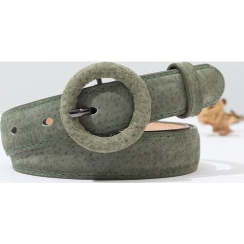 ELIfashion Pigskin Genuine Leather Belt Luxury Strap Dress And Jeans Belts For Women Fashion Round Lether Wraped Buckle 8 Colors