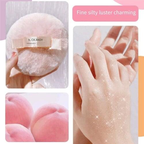 Pink Peach Highlight Ball Loose Powder Glitter Body Face Highlighter Puff Plush Hair Setting Ball Korea Makeup ins Hot Sale