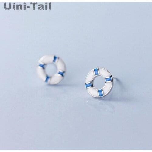 Uini-Tail hot new 925 sterling silver simple creative cute life ring earrings fashion personality sweet high quality jewelry
