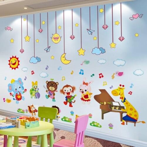 [SHIJUEHEZI] Stars Clouds Hangings Wall Stickers DIY Animals Wall Decals for Kids Bedroom Baby Room Nursery Home Decoration