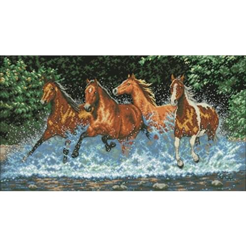 Galloping horse patterns Counted Cross Stitch 11CT 14CT 18CT DIY Chinese Cross Stitch Kits Embroidery Needlework Sets