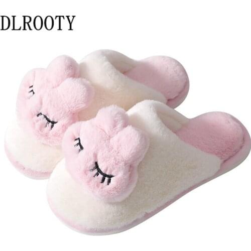 Winter Women Slippers Cartoon Cute Indoor Home Flip Flops Warm Fashion Platform Silent Non-slip Shoes Female Slides Flat Casual