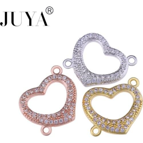5 Pcs New 2019 Luxury Jewellery Findings Components Heart Charms Connectors For Bracelet Necklace Earrings DIY Making Wholesale