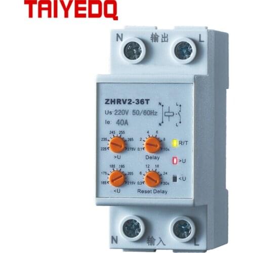 Smart home voltage control delay 40A Overvoltage-Undervoltage Protector 220V protective device relay with adjustable button