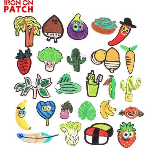 Iron On Patch DIY Plant Embroidered Patch CARTOON Scenery Stickers Biker Badge On Backpack Iron Patch For Clothing Accessories