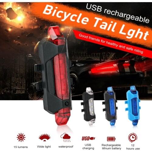 Waterproof Lights Safety Warning Rear Lamp Bicycle Accessories USB Rechargeable Taillight Bicycle LED Light Night Riding Lamp