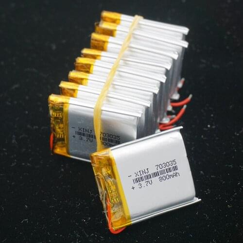 XINJ 10pcs 3.7V 800mAh Polymer Lithium Battery Lipo Cell 703035 For DVC Camera Music Player Record Bluetooth Earphone Speaker