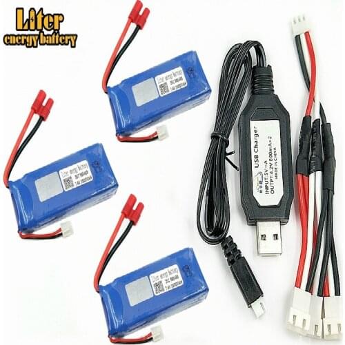 X8C parts charger battery X8W X8G X8HC X8HW X8HG 7.4V 3000mah 903480 RC Quadcopter spare parts Charger+1 to 3 wire+ 3 battery