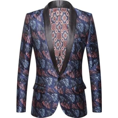 Jacquard mens suit single clothing fashion explosion model host performance dress European and American style americana hombre
