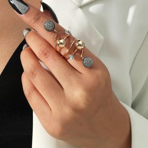 New Stylish Crystal Metal Gold Ball Rings for Women Boho Adjustable Opening anillos Fashion Party Jewelry Lovely Female Rings